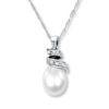 Cultured Pearl & Diamond Necklace 10K White Gold