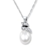 Thumbnail Image 1 of Cultured Pearl & Diamond Necklace 10K White Gold