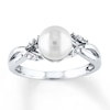 Thumbnail Image 0 of Cultured Pearl Ring With Diamonds 10K White Gold