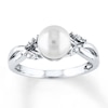 Thumbnail Image 1 of Cultured Pearl Ring With Diamonds 10K White Gold