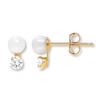Thumbnail Image 0 of Young Teen Cultured Pearl & Cubic Zirconia Earrings 14K Yellow Gold