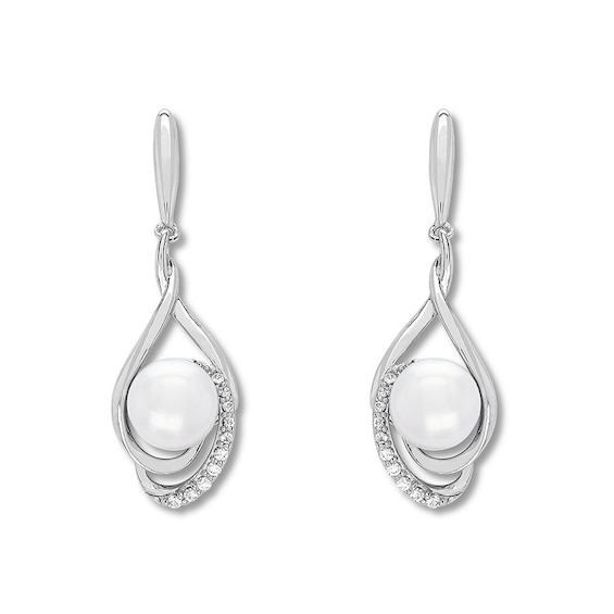 Cultured Pearl Earrings Lab-Created Sapphires Sterling Silver | Kay