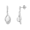 Thumbnail Image 2 of Cultured Pearl Earrings Lab-Created Sapphires Sterling Silver