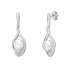 Thumbnail Image 2 of Cultured Pearl Earrings Lab-Created Sapphires Sterling Silver