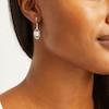 Thumbnail Image 4 of Cultured Pearl Earrings Lab-Created Sapphires Sterling Silver