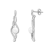 Thumbnail Image 1 of Cultured Pearl Earrings Lab-Created Sapphires Sterling Silver