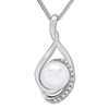 Thumbnail Image 1 of Cultured Pearl Necklace Lab-Created Sapphires Sterling Silver