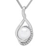 Thumbnail Image 0 of Cultured Pearl Necklace Lab-Created Sapphires Sterling Silver