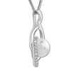 Thumbnail Image 1 of Cultured Pearl Necklace Lab-Created Sapphires Sterling Silver