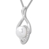 Thumbnail Image 2 of Cultured Pearl Necklace Lab-Created Sapphires Sterling Silver