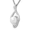 Thumbnail Image 2 of Cultured Pearl Necklace Lab-Created Sapphires Sterling Silver