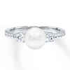 Thumbnail Image 1 of Cultured Pearl Ring Lab-Created White Sapphires Sterling Silver