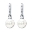 Thumbnail Image 2 of Cultured Pearl Earrings Lab-Created Sapphires Sterling Silver