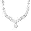 Thumbnail Image 0 of Cultured Pearl Necklace Lab-Created Sapphires Sterling Silver