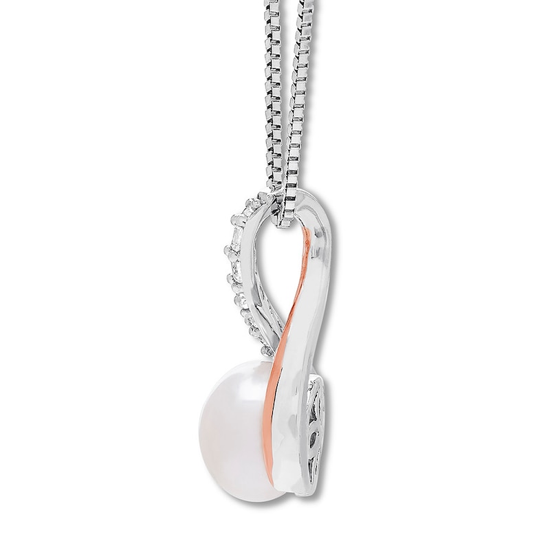 Main Image 2 of Cultured Pearl Necklace Sterling Silver/10K Rose Gold