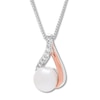 Cultured Pearl Necklace Sterling Silver/10K Rose Gold