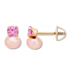 Thumbnail Image 1 of Child's Cultured Pearl Earrings Pink CZ 14K Yellow Gold