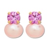 Thumbnail Image 2 of Child's Cultured Pearl Earrings Pink CZ 14K Yellow Gold