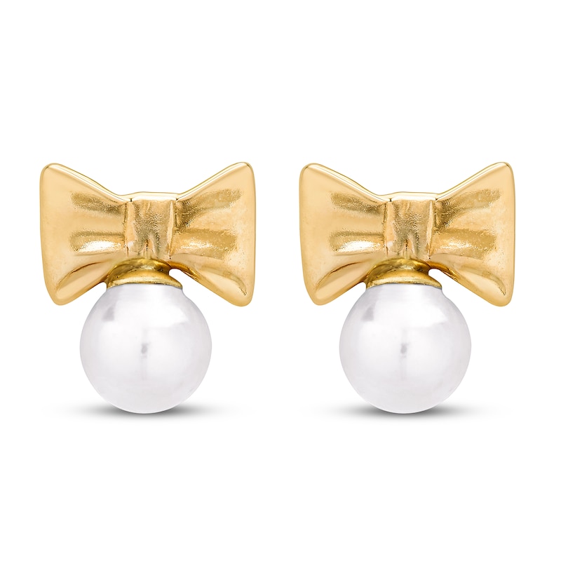 Main Image 2 of Cultured Pearl Child's Earrings 14K Yellow Gold