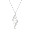 Thumbnail Image 1 of Cultured Pearl Necklace 1/8 ct tw Diamonds 10K White Gold