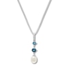 Thumbnail Image 1 of Cultured Pearl/Blue & White Topaz Necklace Sterling Silver
