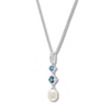 Thumbnail Image 2 of Cultured Pearl/Blue & White Topaz Necklace Sterling Silver