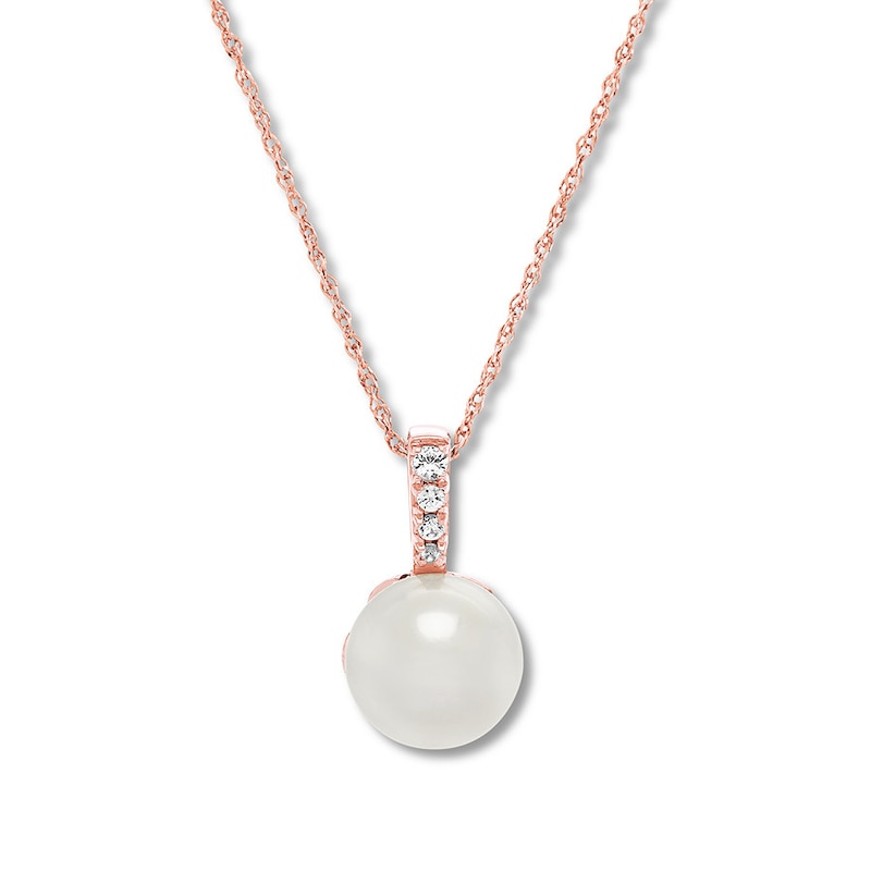 Main Image 1 of Freshwater Cultured Pearl Necklace 10K Rose Gold