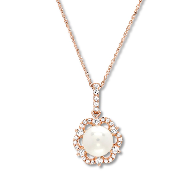 Main Image 1 of Freshwater Cultured Pearl Necklace 10K Rose Gold