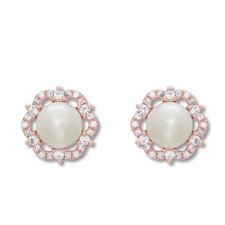 Freshwater Cultured Pearl Earrings 10K Rose Gold | Womens Earrings ...
