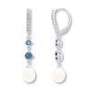 Thumbnail Image 1 of Cultured Pearl Earrings Blue/White Topaz Sterling Silver