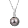 Thumbnail Image 0 of Cultured Tahitian Pearl & Diamond Necklace 10K White Gold