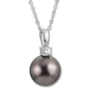 Thumbnail Image 1 of Cultured Tahitian Pearl & Diamond Necklace 10K White Gold