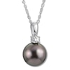 Thumbnail Image 2 of Cultured Tahitian Pearl & Diamond Necklace 10K White Gold