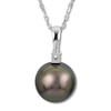 Thumbnail Image 3 of Cultured Tahitian Pearl & Diamond Necklace 10K White Gold
