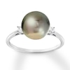 Thumbnail Image 0 of Cultured Tahitian Pearl Ring 1/10 ct tw Diamonds 10K White Gold