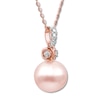 Thumbnail Image 1 of Pink Cultured Pearl Necklace 1/20 ct tw Diamonds 10K Rose Gold