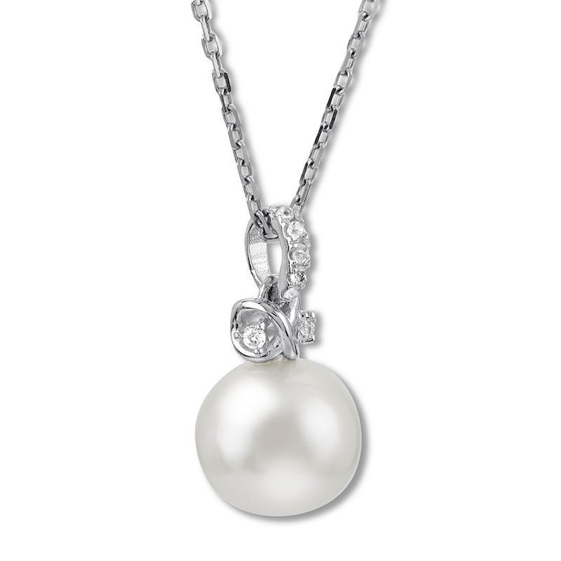Freshwater Cultured Pearl Necklace White Topaz Sterling Silver