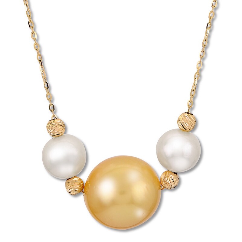 Cultured South Sea Golden Pearl Necklace 14K Yellow Gold