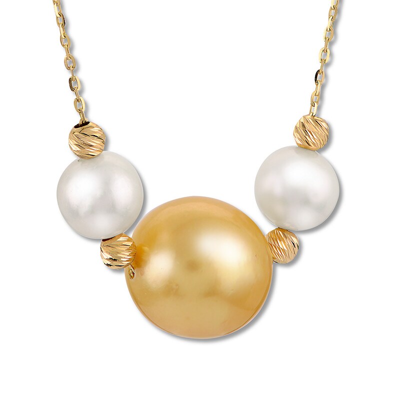 Cultured South Sea Golden Pearl Necklace 14K Yellow Gold