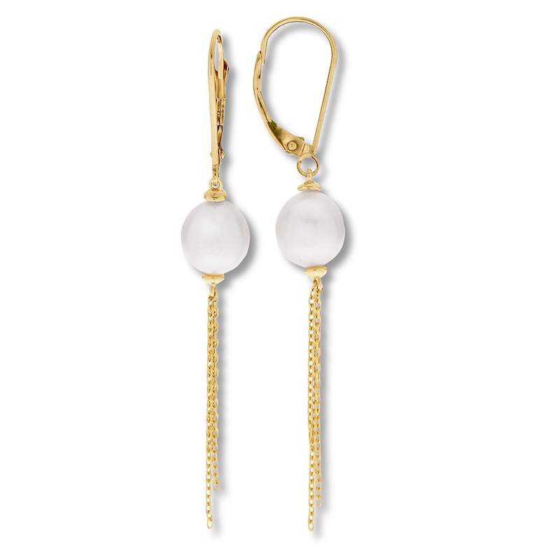 Cultured Pearl Drop Earrings 10K Yellow Gold