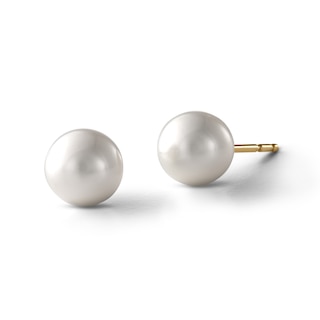 Cultured Pearl Stud Earrings 10K Yellow Gold 6-6.5mm