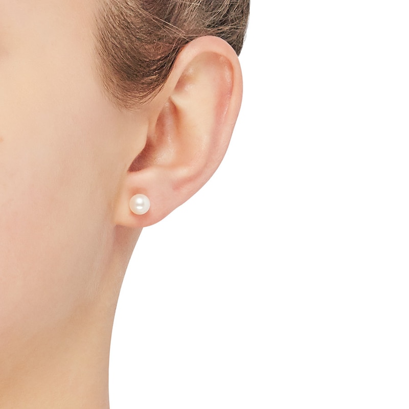 Main Image 4 of Cultured Pearl Stud Earrings 10K Yellow Gold 6 x 6.5mm