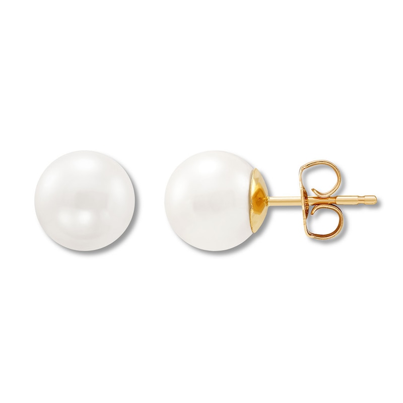 Main Image 2 of Cultured Pearl Stud Earrings 8 x 8.5mm