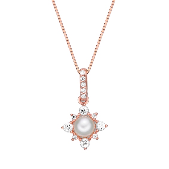 Freshwater Cultured Pearl & White Topaz Necklace 10K Gold