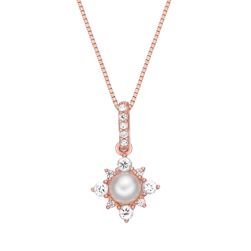 Main Image 1 of Freshwater Cultured Pearl & White Topaz Necklace 10K Gold