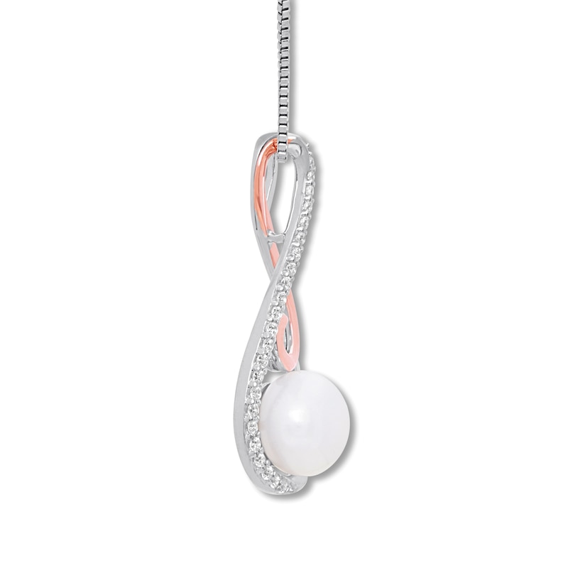 Main Image 2 of Cultured Pearl Necklace Sterling Silver/10K Rose Gold