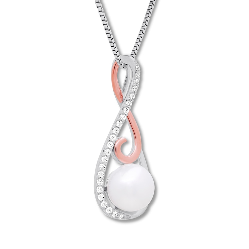 Main Image 3 of Cultured Pearl Necklace Sterling Silver/10K Rose Gold