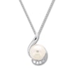 Thumbnail Image 1 of Cultured Pearl Necklace Lab-Created Sapphires Sterling Silver