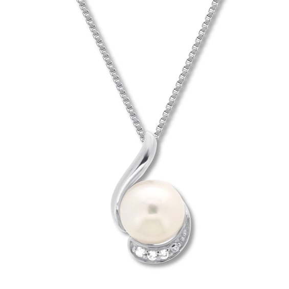 Cultured Pearl Necklace Lab-Created Sapphires Sterling Silver