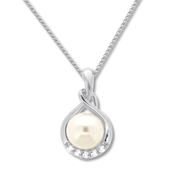 Cultured Pearl Necklace Lab-Created Sapphires Sterling Silver | Kay